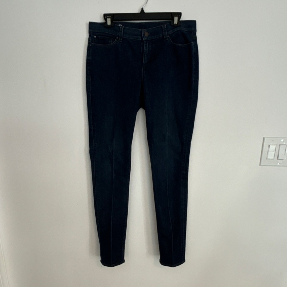Ann Taylor Women's Jeans Modern Fit Skinny Dark Blue Denim Zip Button 5-Pocket